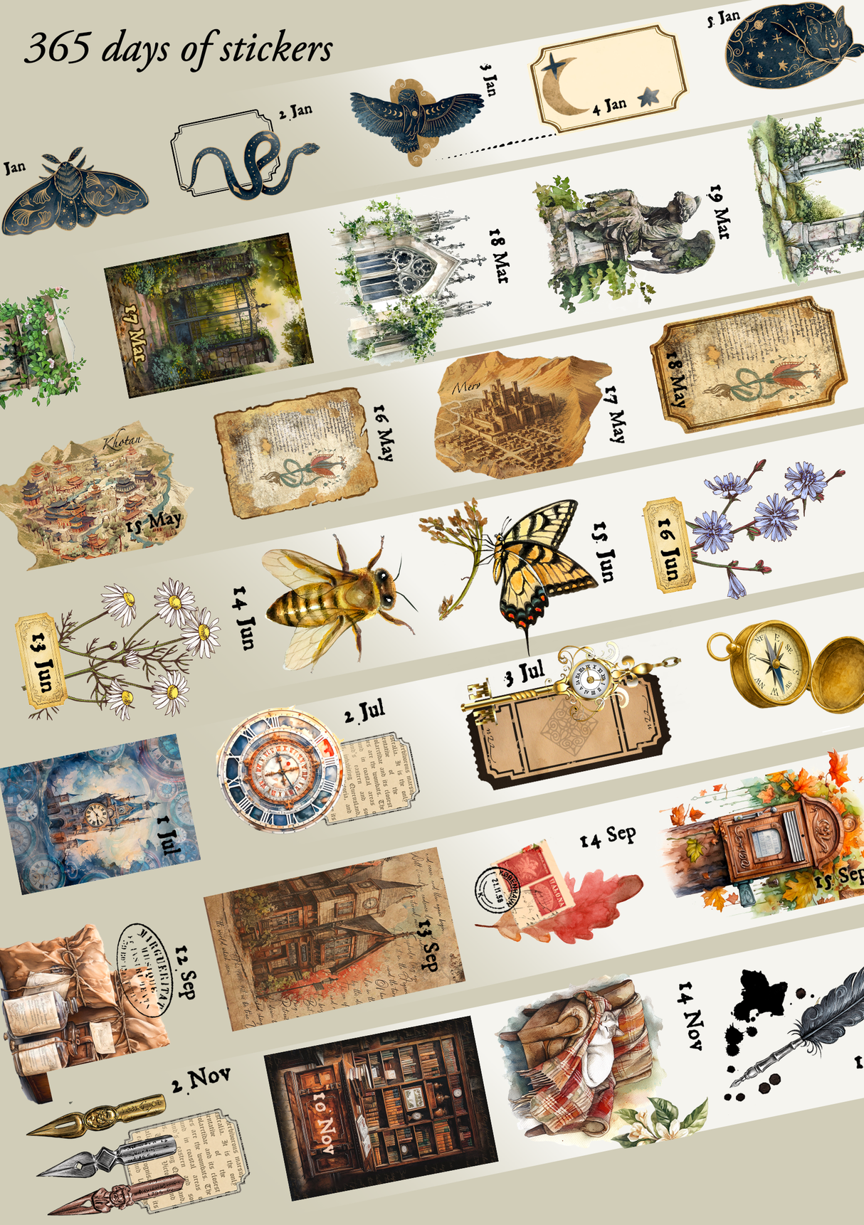 CoraCreaCrafts 365 Days of Stickers in a Roll