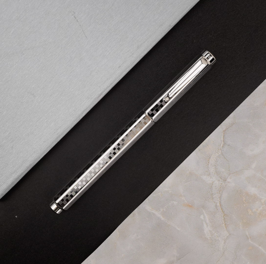 Caran D'Ache Damier Ecridor Fountain Pen - Grey Silver