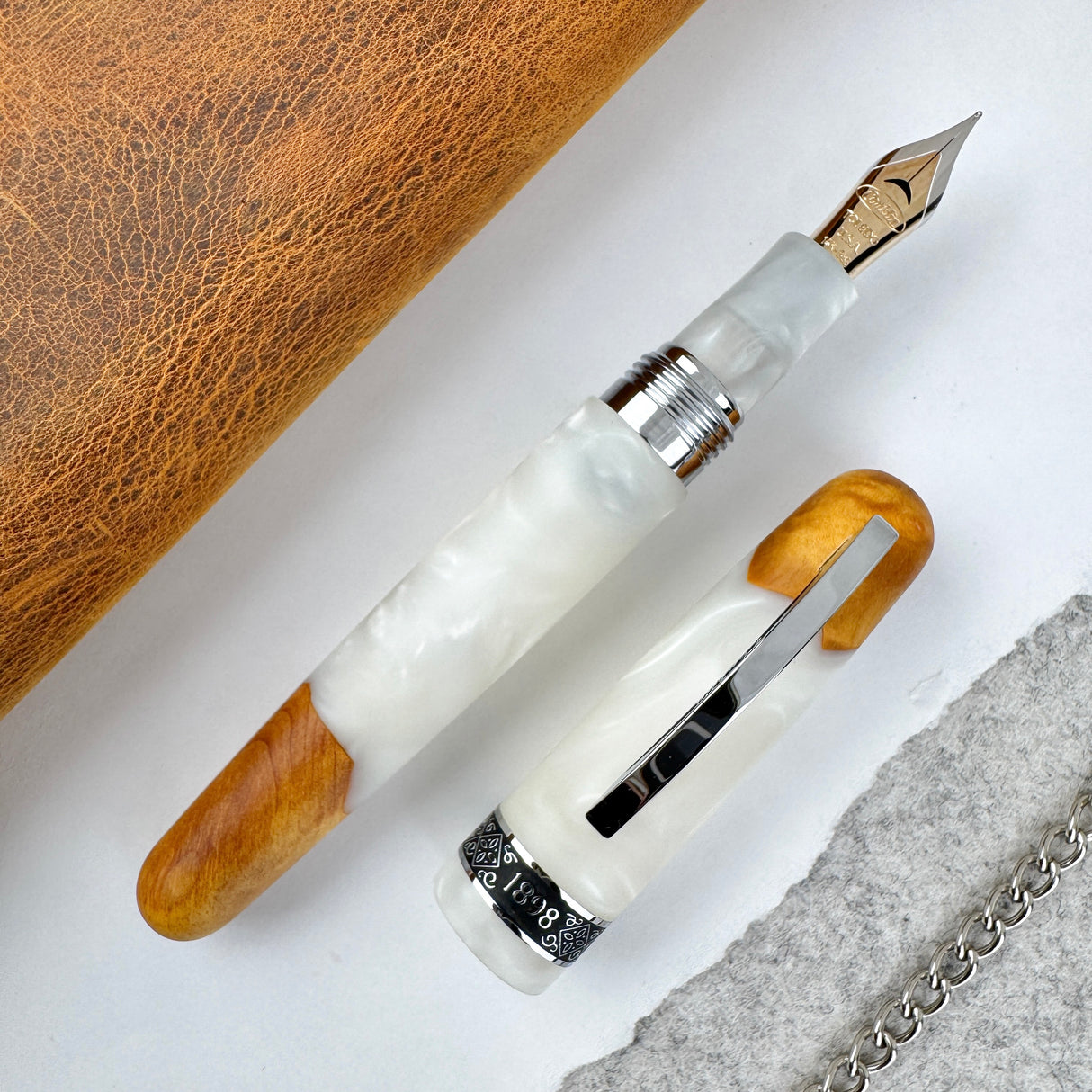 Conklin 1898 Spectra Fusion Fountain Pen - White Chrome w/14k Nib (Limited Edition)