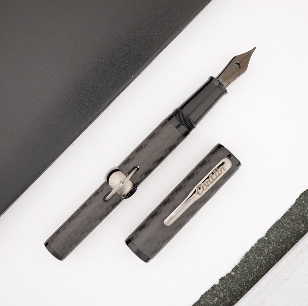 Conklin Mark Twain Crescent Filler Fountain Pen - Stealth Deluxe Carbon Fiber