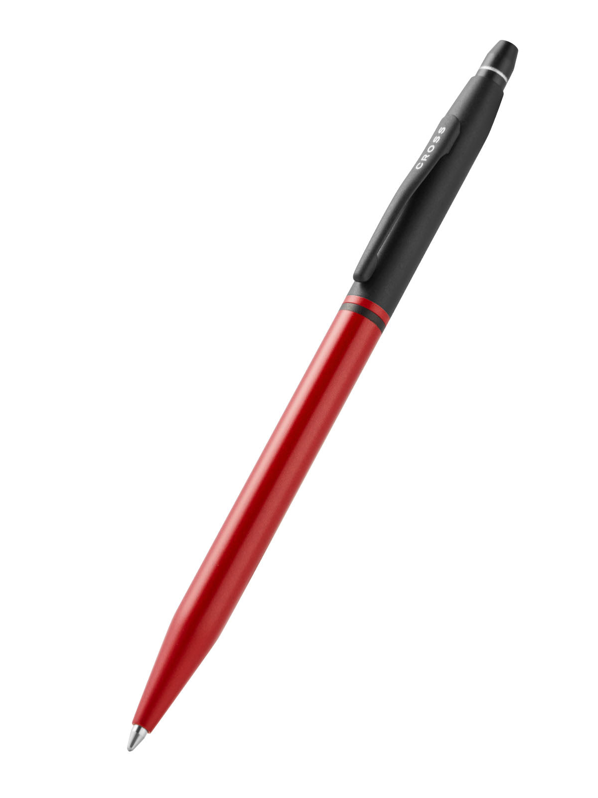 Click Tuxedo Satin Metallic Red Ballpoint Pen Angle