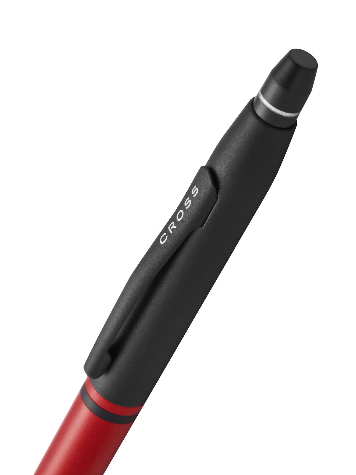 Click Tuxedo Satin Metallic Red Ballpoint Pen Cap Detail