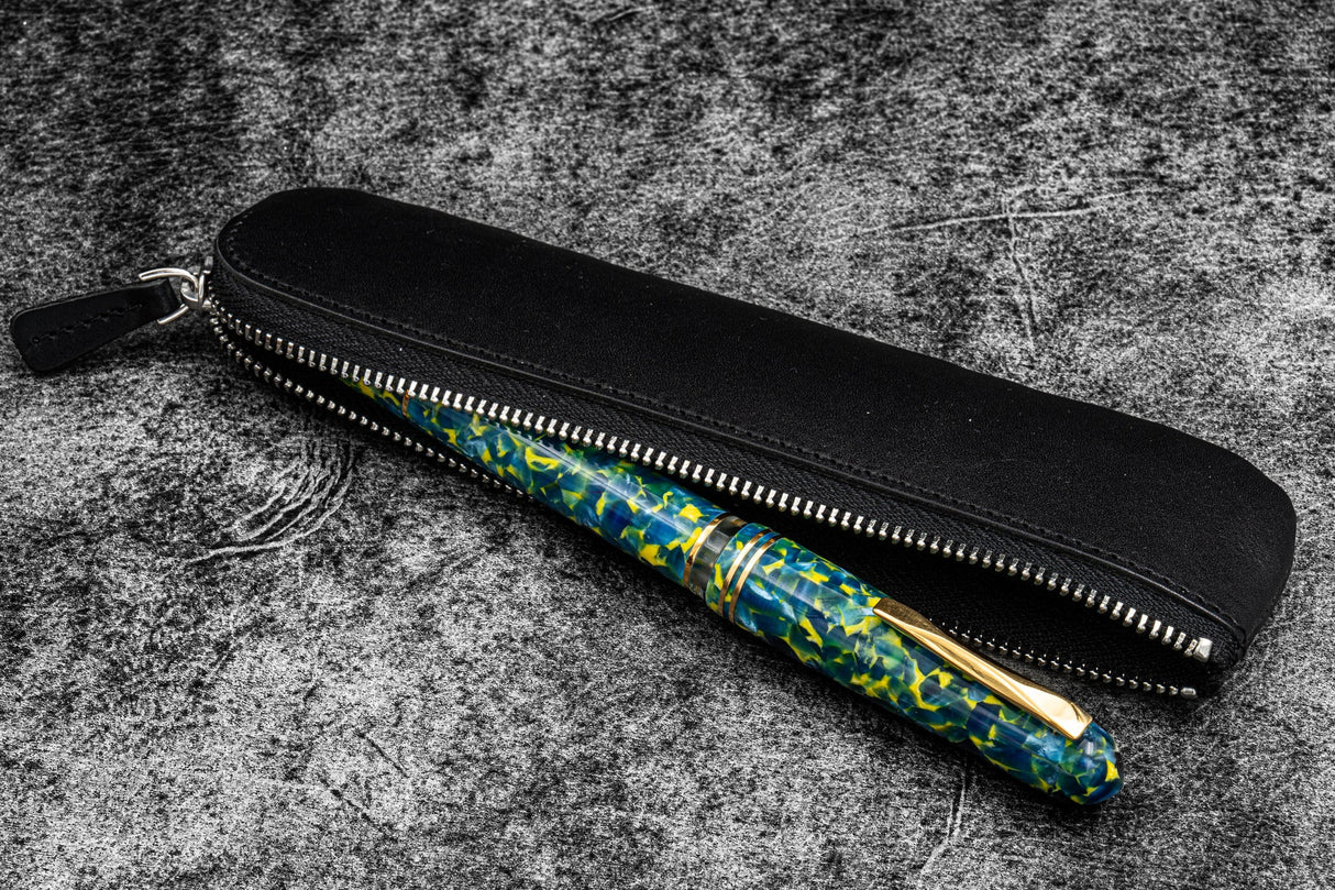 Galen Leather Zippered Single Pen Pouch