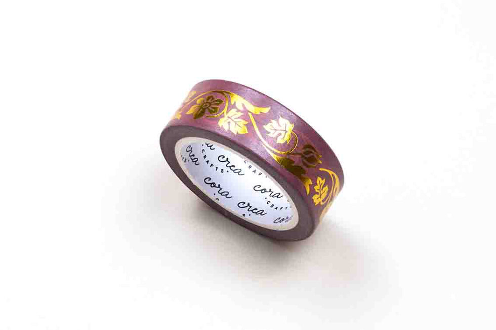 CoraCreaCrafts Dream Gold Foil Washi Tape - Burgundy