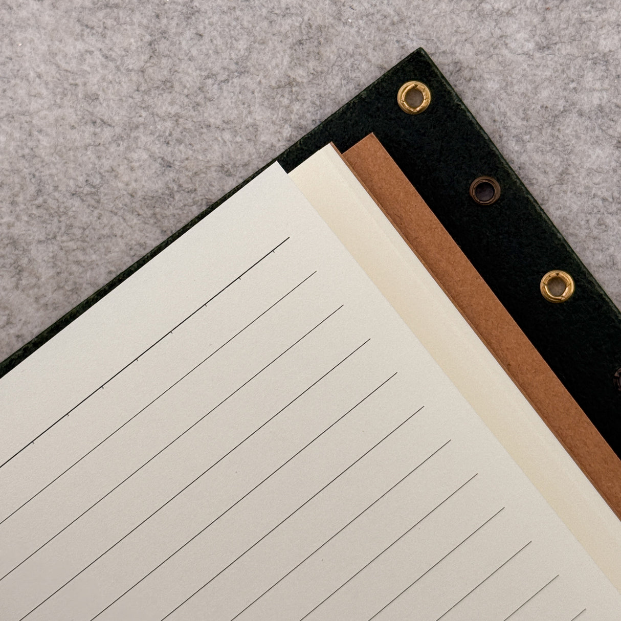 Imperfect Concepts Dancer Leather Notebook - A5 Trifold - Black w/ Gold Grommets