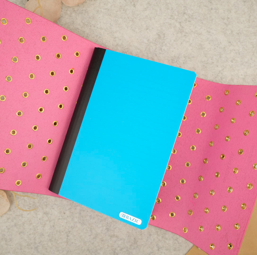 Imperfect Concepts Niko Leather Notebook - B6 Trifold - Painted Pink Atlas Exclusive w/ Gold Grommets