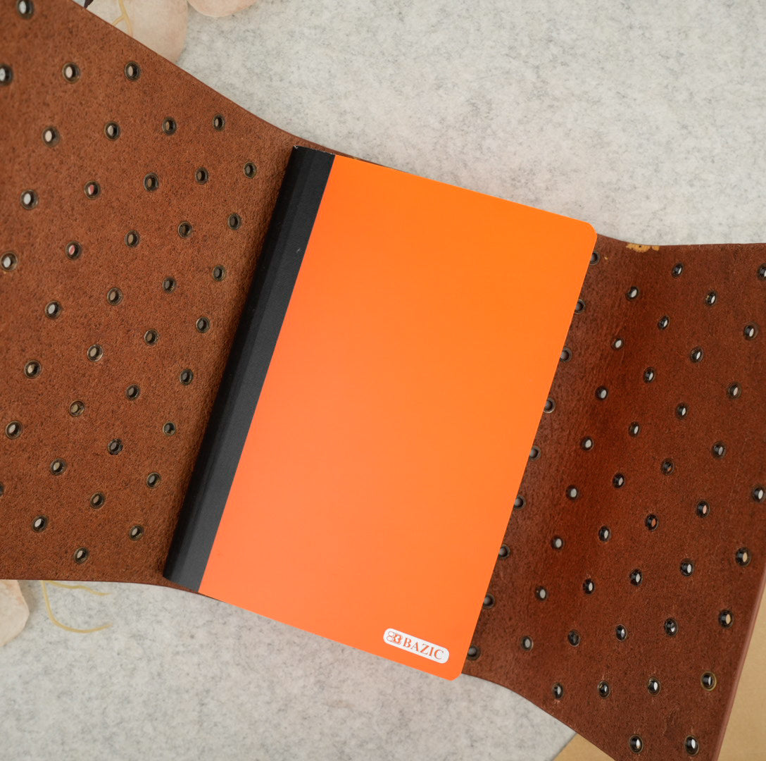 Imperfect Concepts Niko Leather Notebook - B6 Trifold - Painted Chocolate w/ Brass Grommets
