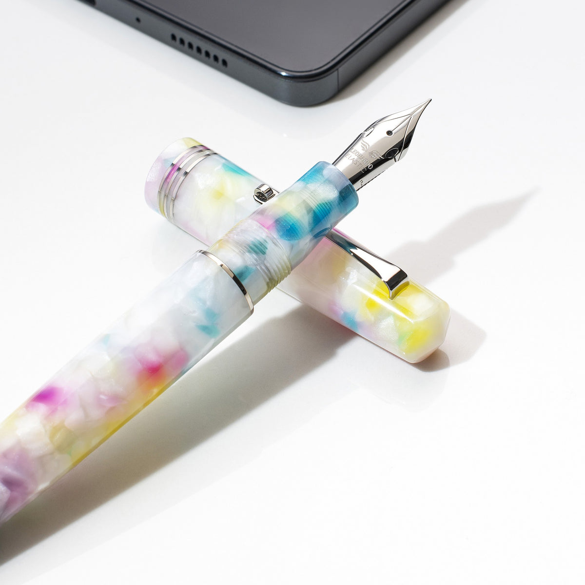 Leonardo Momento Zero Rainbow Sprinkles fountain pen with silver trim