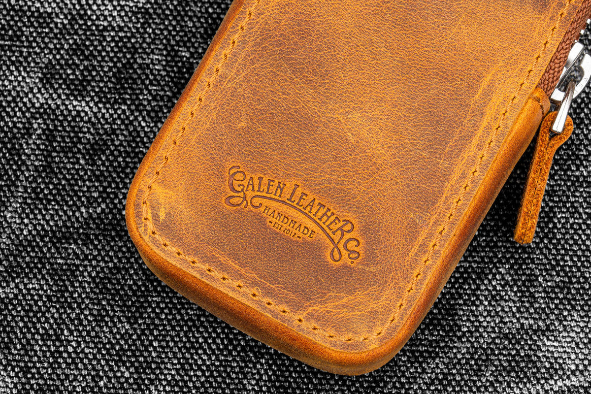 Galen Leather Zippered Magnum Opus 2 Slot Pen Case