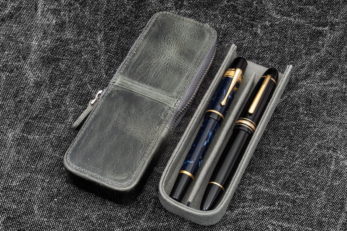 Galen Leather Zippered Magnum Opus 2 Slot Pen Case