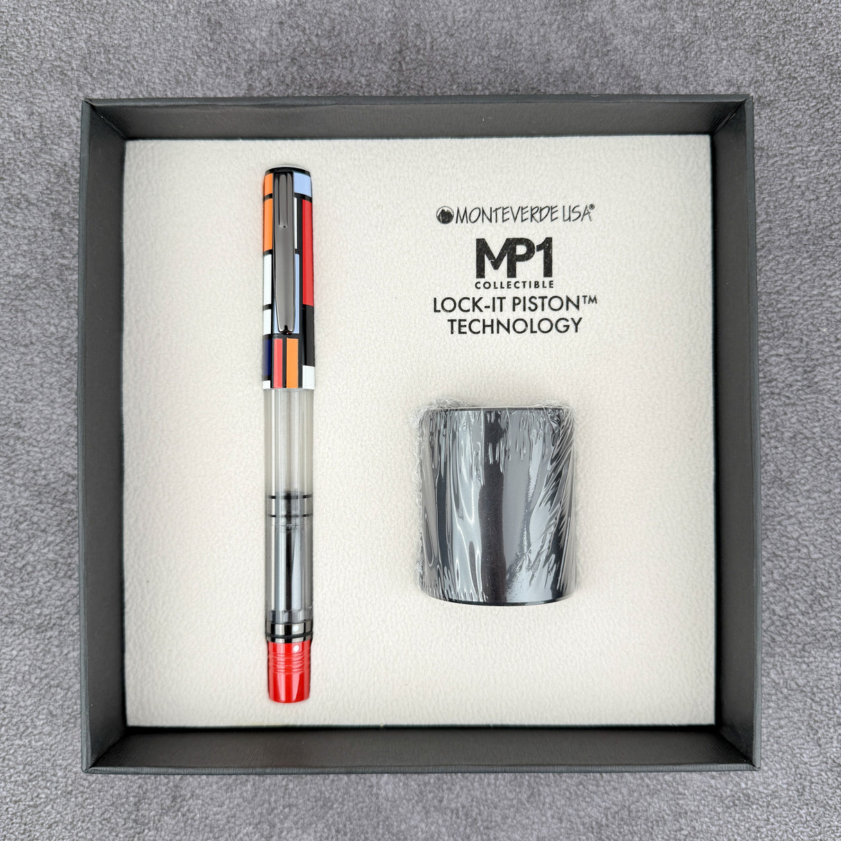 Monteverde MP1 Fountain Pen and Aluminum Pen Holder Set - Mondrian
