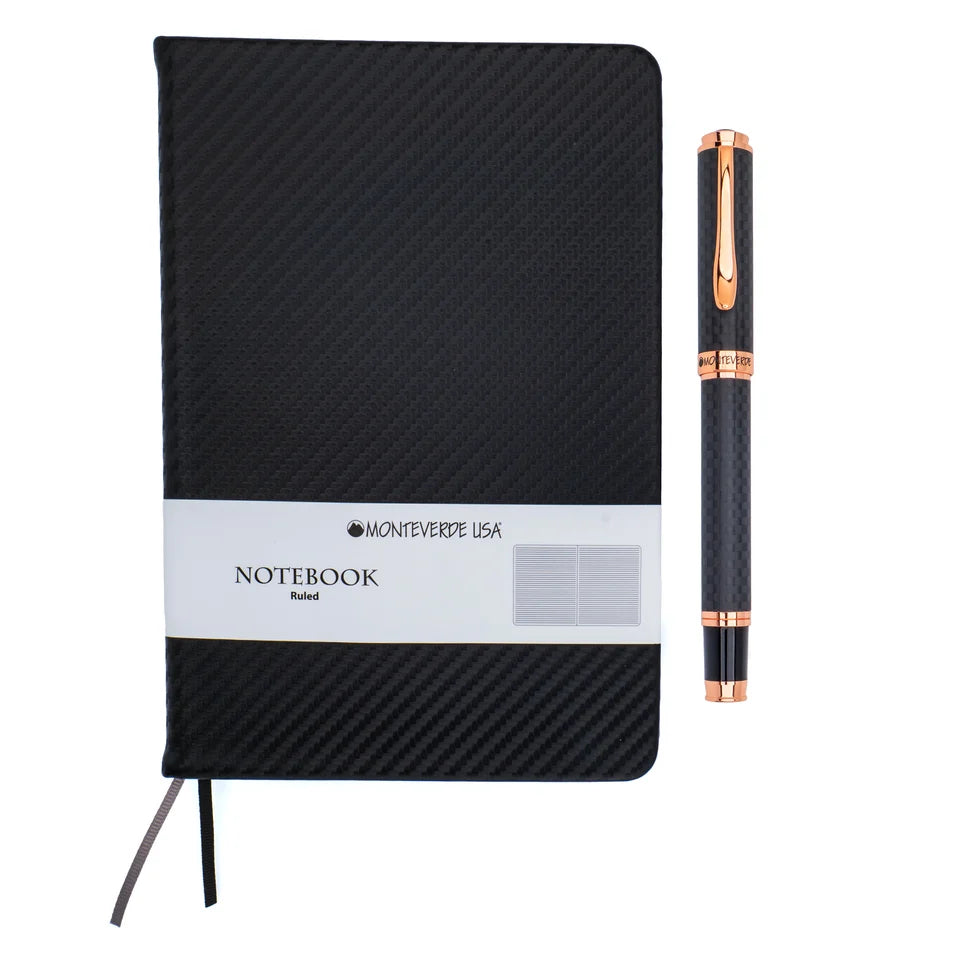 Monteverde Innova Rollerball Pen Gift Set - Carbon Fiber w/ Rosegold