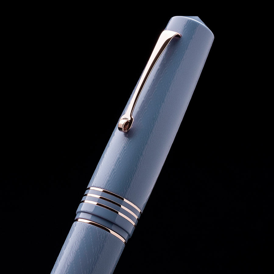 Leonardo Momento Zero Grande 2.0 The Art of Guilloché Fountain Pen - Indigo with Rose Gold Trim