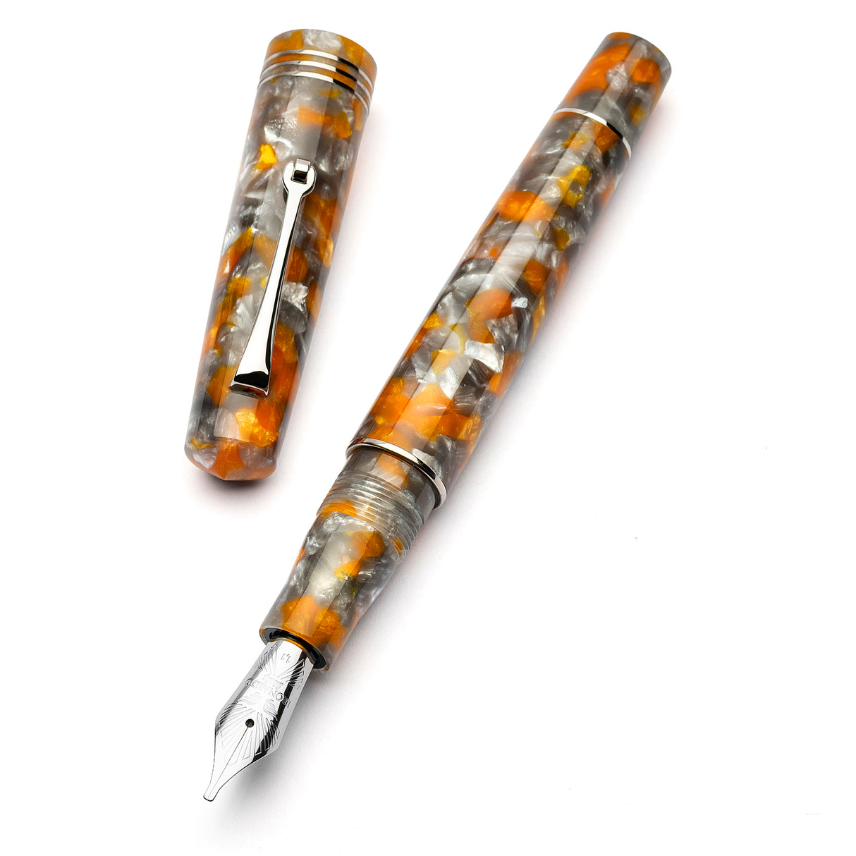 Leonardo Momento Zero Fountain Pen - Lava E Cenere with Silver Trim (Limited Edition)