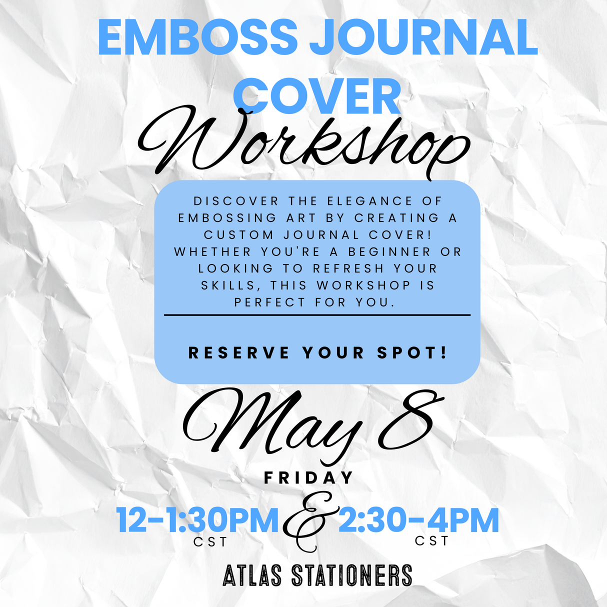 Atlas Embossing Journal Cover Workshop