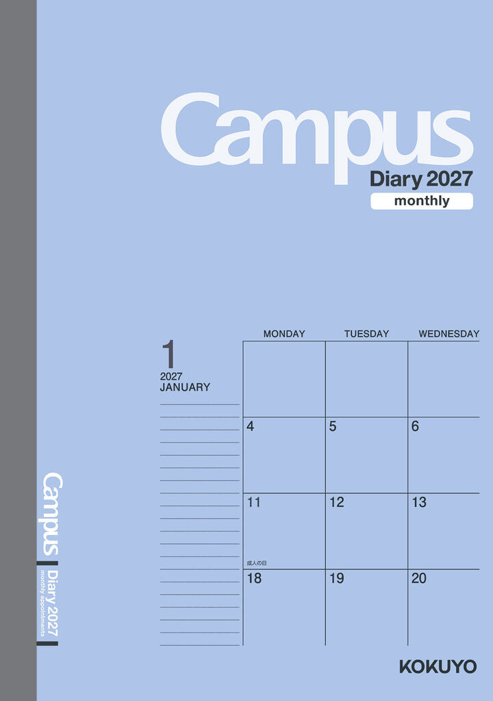 Kokuyo Campus 2027 Monthly Diary - A5