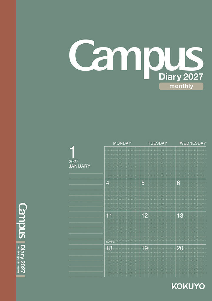 Kokuyo Campus 2027 Monthly Grid Diary - A5
