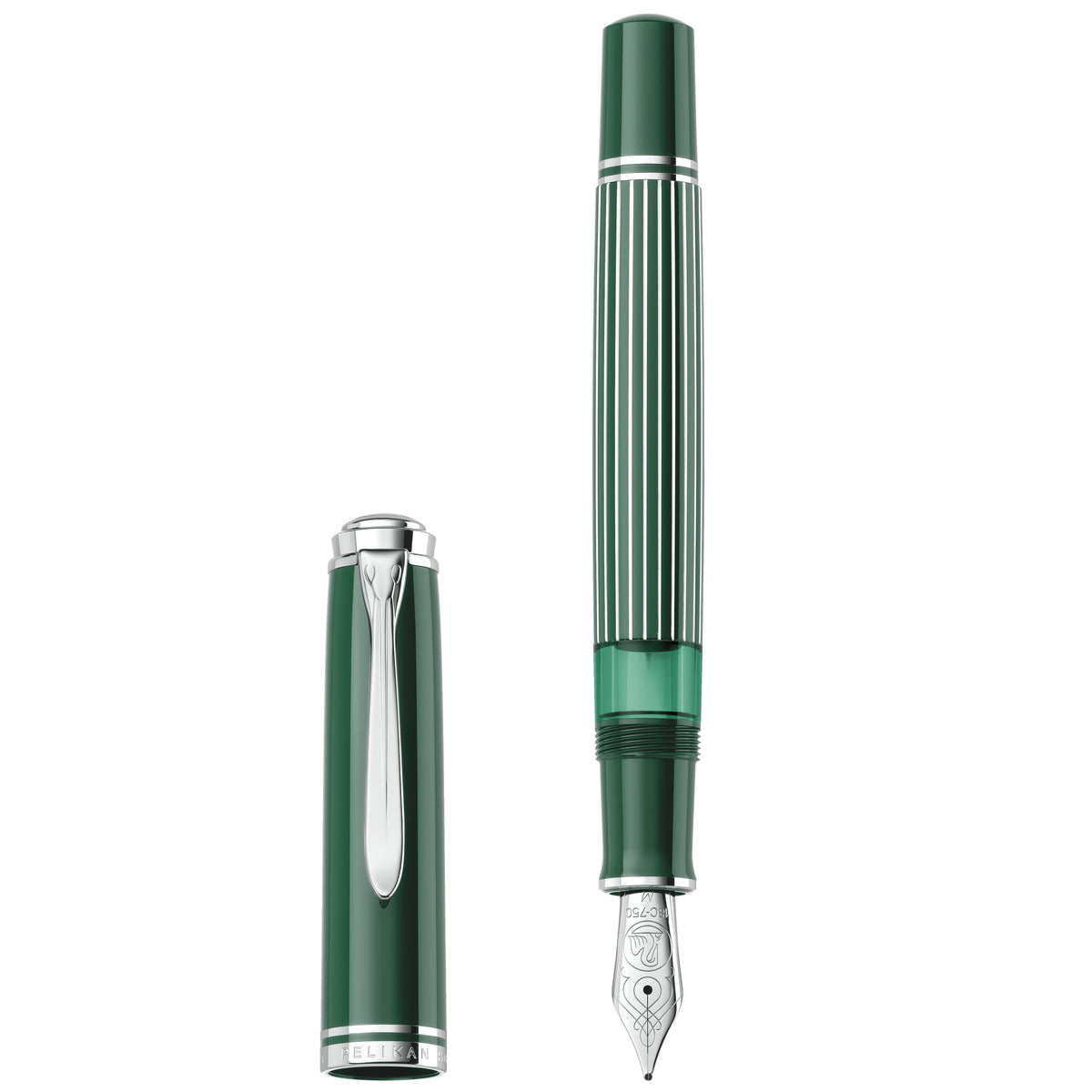 Pelikan M815 Metal Striped Green fountain pen uncapped