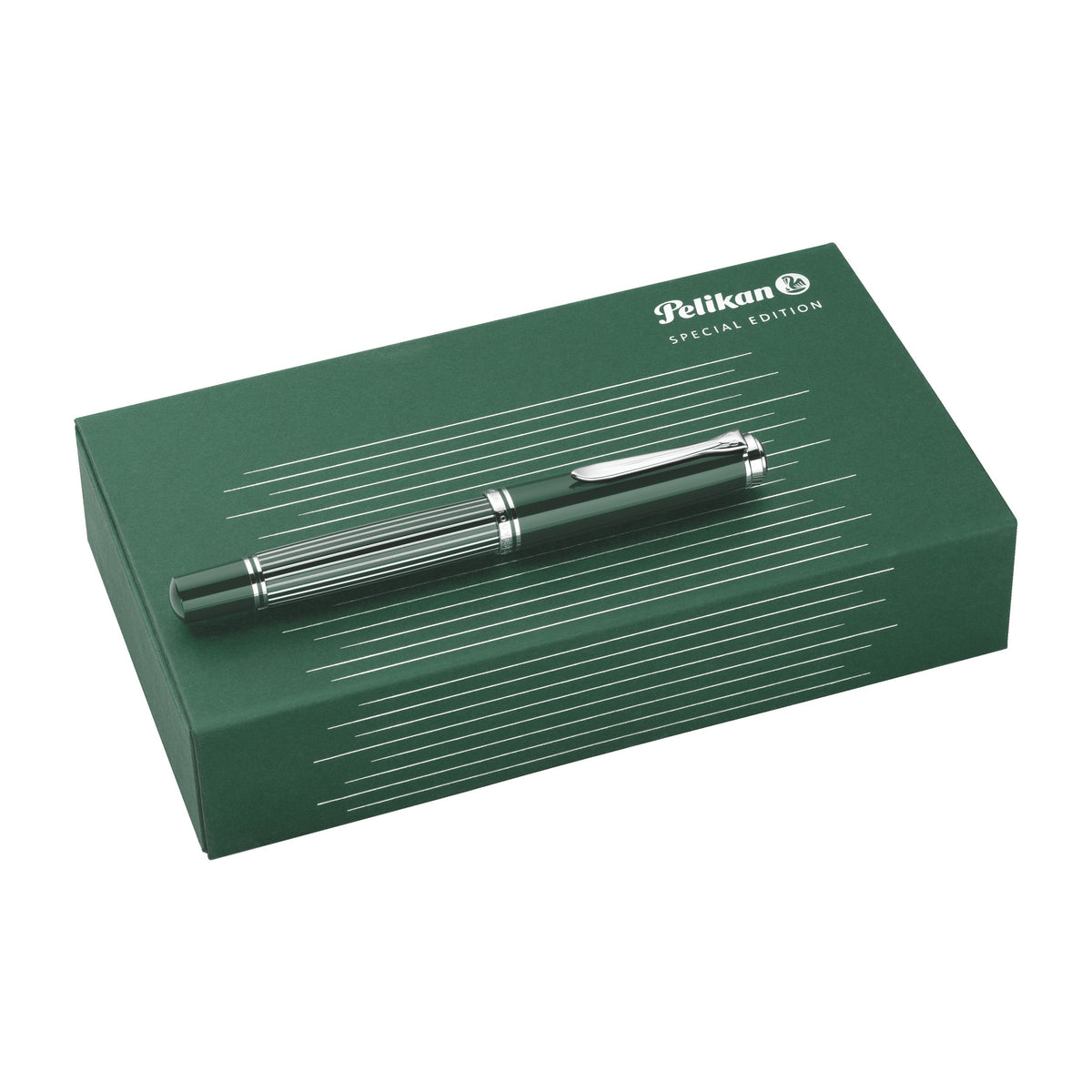 Pelikan M815 Metal Striped Green fountain pen gift box