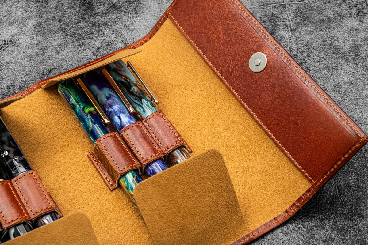 Galen Leather The Writer's Pen Wrap -6 Slots Pen Case