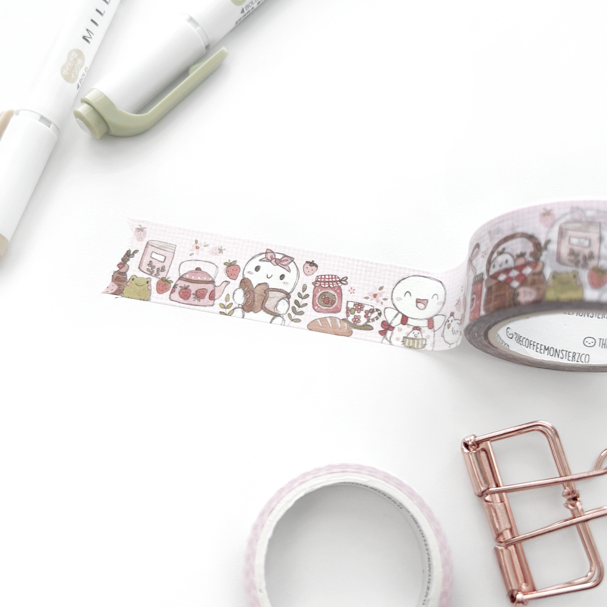 TheCoffeeMonsterzCo Strawberry Picnic Washi Tape - 20mm