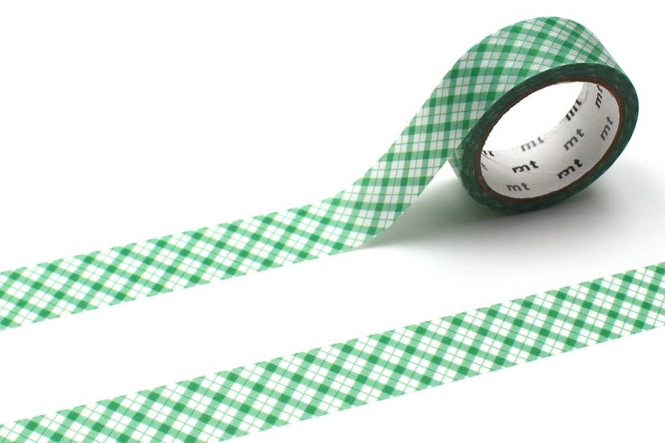 MT Washi Tape - Overlapped Fine Gingham Check Green