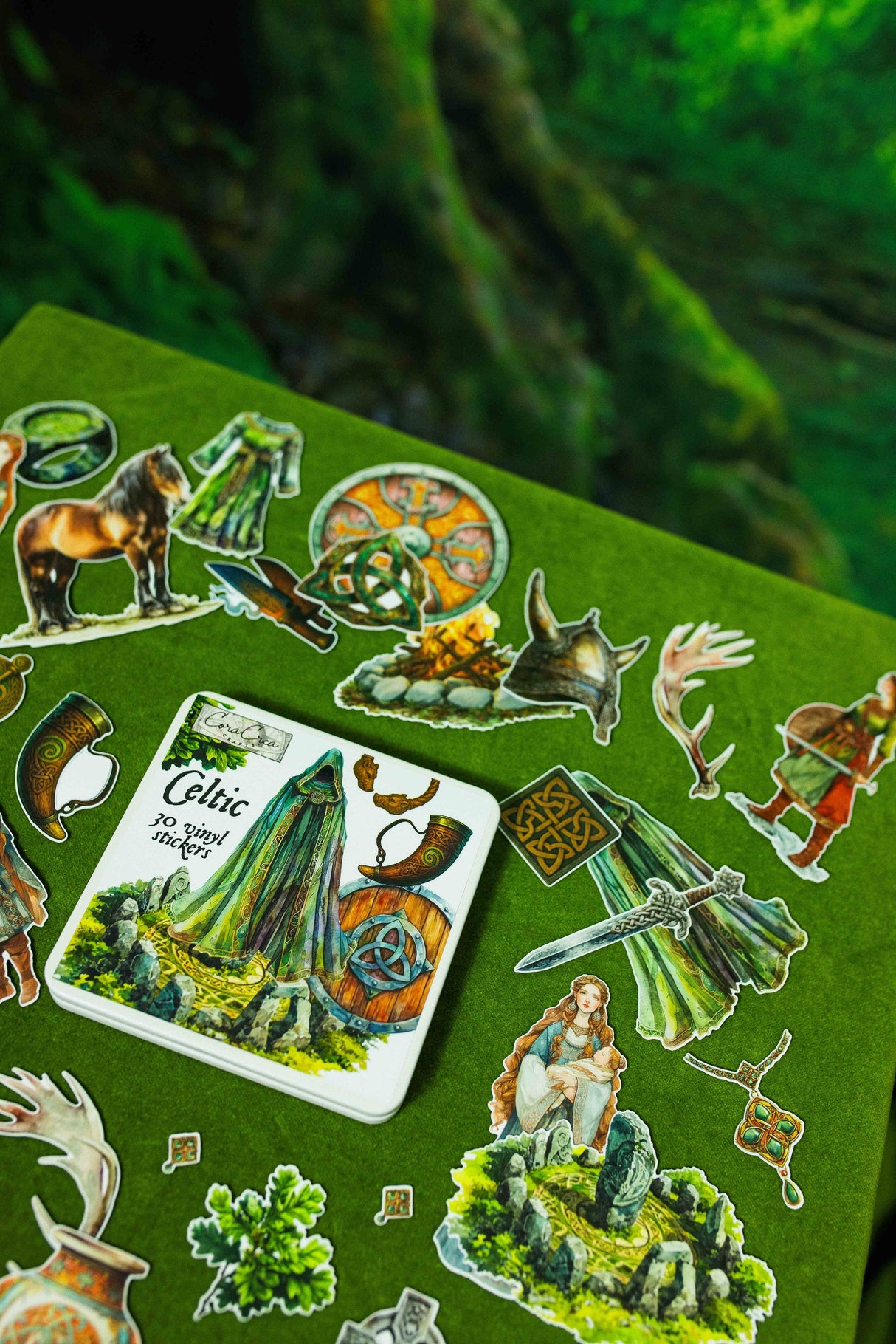 CoraCreaCrafts Celtic Sticker Tin Box