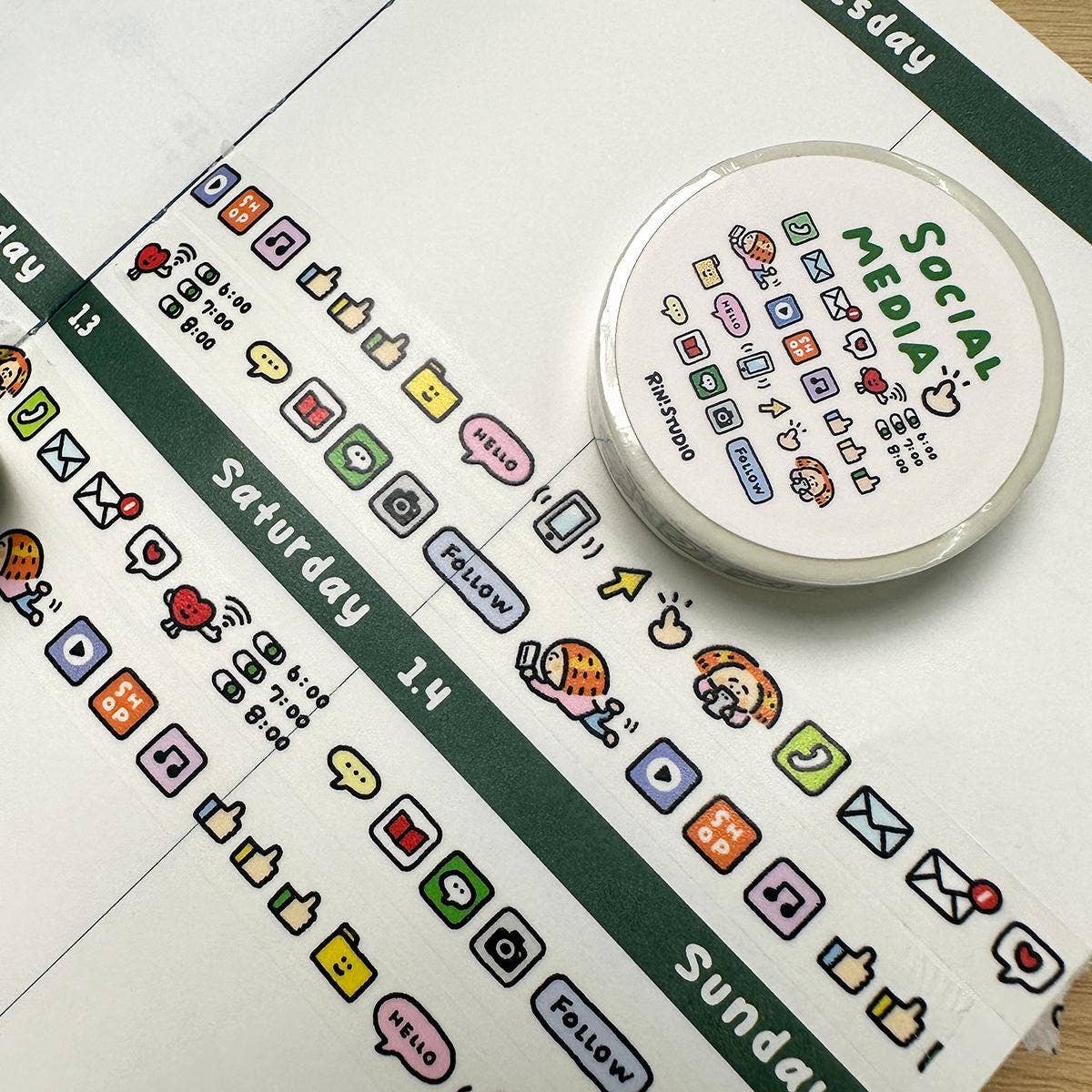 RiN! Studio Social Media Mini Washi Tape