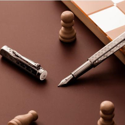 Caran D'Ache Damier Ecridor Fountain Pen - Grey Silver