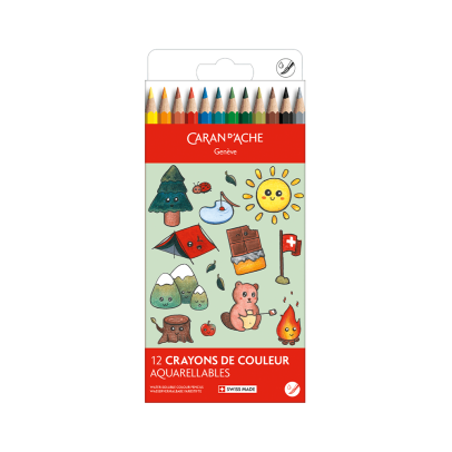 Caran D'Ache Swisscolor 12-Piece Watercolor Pencil Set - Kawaii Collection - Swiss Mountain
