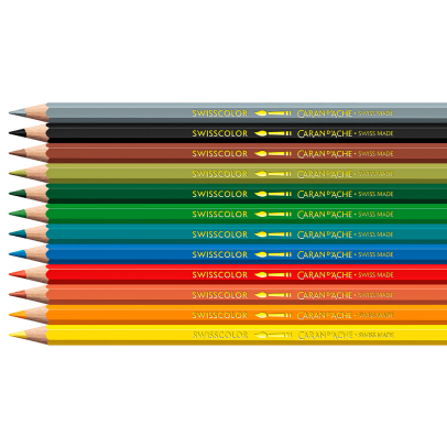 Caran D'Ache Swisscolor 12-Piece Watercolor Pencil Set - Kawaii Collection - Swiss Mountain