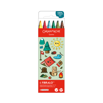 Caran D'Ache Fibralo 6-Piece Pen Set - Kawaii Collection - Swiss Mountain