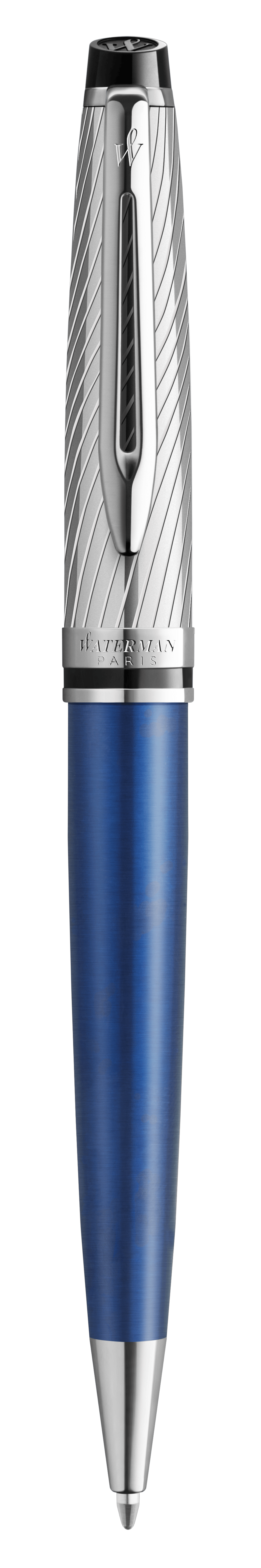 Waterman Expert Deluxe Ballpoint Pen - Metallic Blue Lacquer
