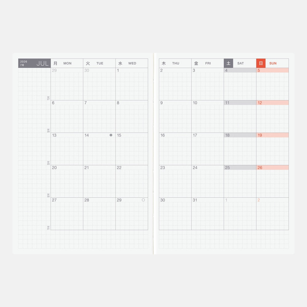 Hobonichi Techo A6 English Orignal Book - Monday Start