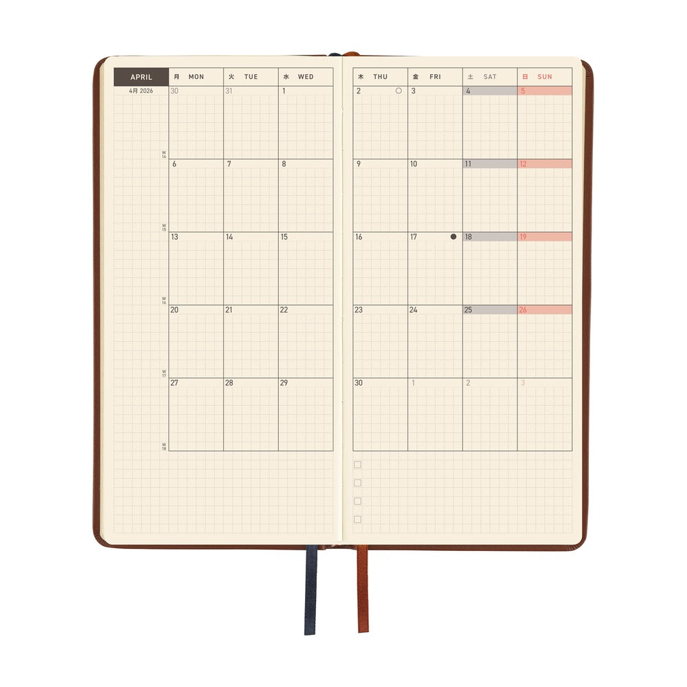 Hobonichi Techo Weeks - Leather: Wine Brown (April Start)