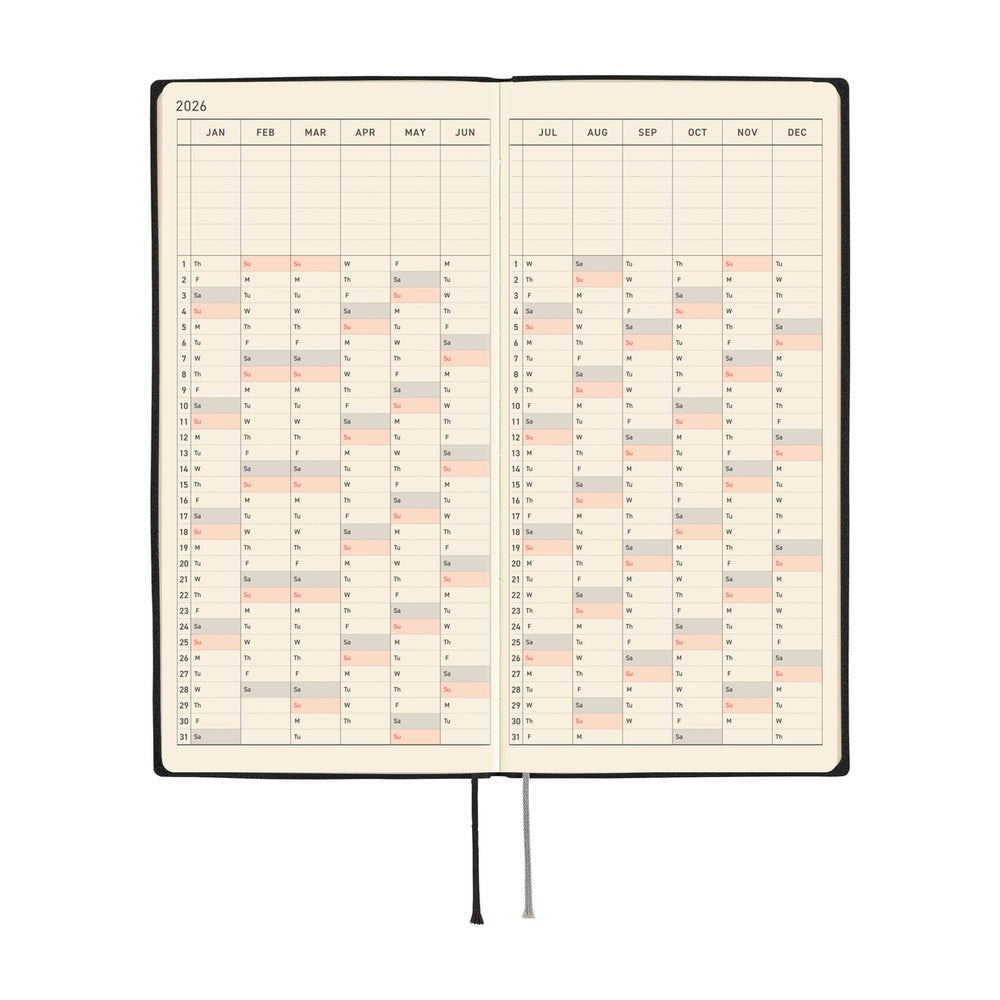 Hobonichi Techo Weeks - White Line: Black (April Start)