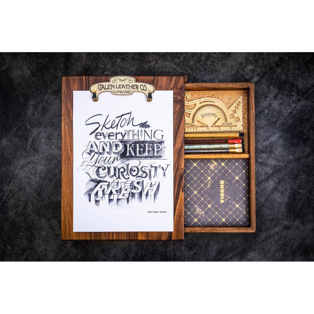 Galen Leather Wooden Sketchbox - Walnut | Atlas Stationers.