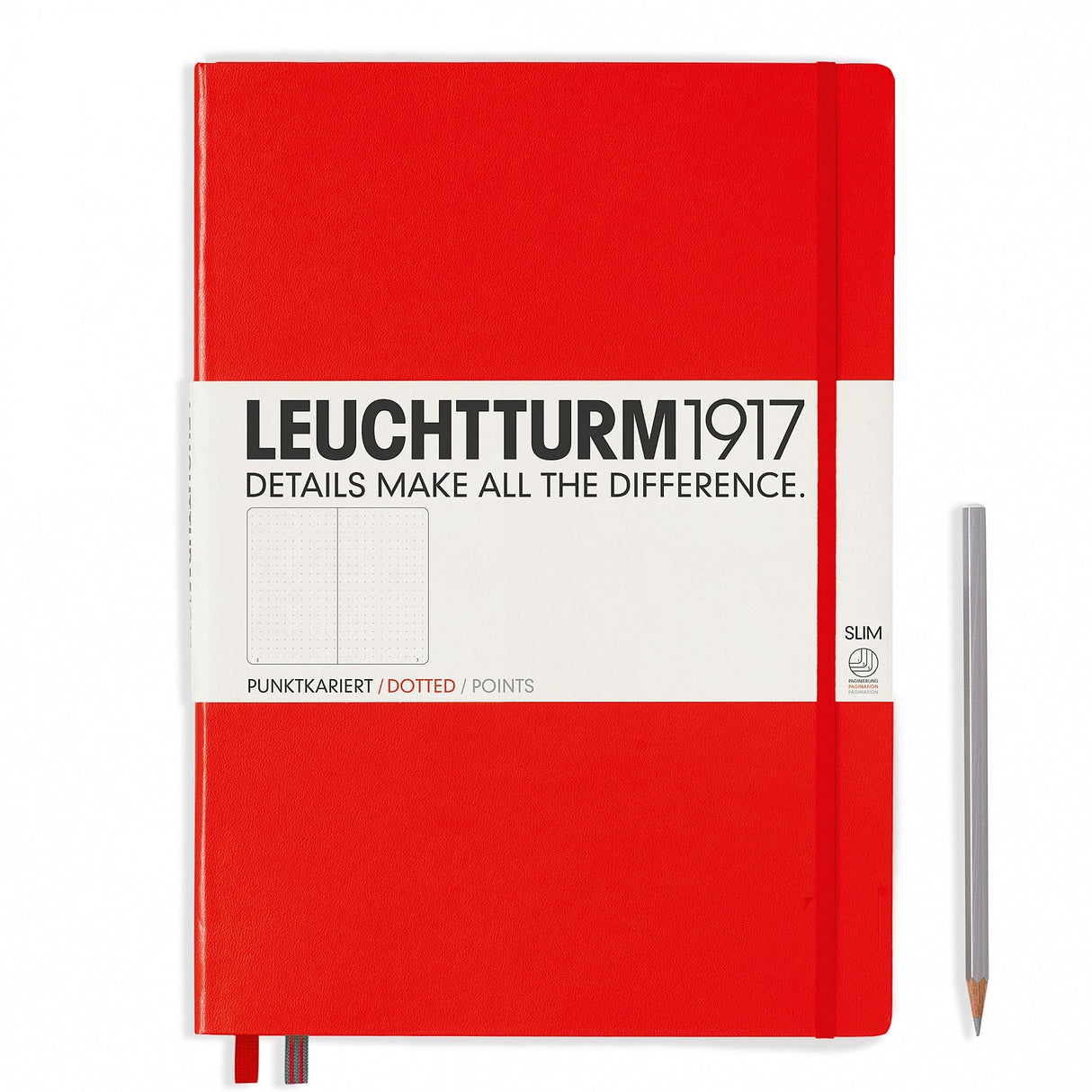 Leuchtturm A4+ Master Slim Hardcover Notebook - Red - Dot Grid | Atlas Stationers.