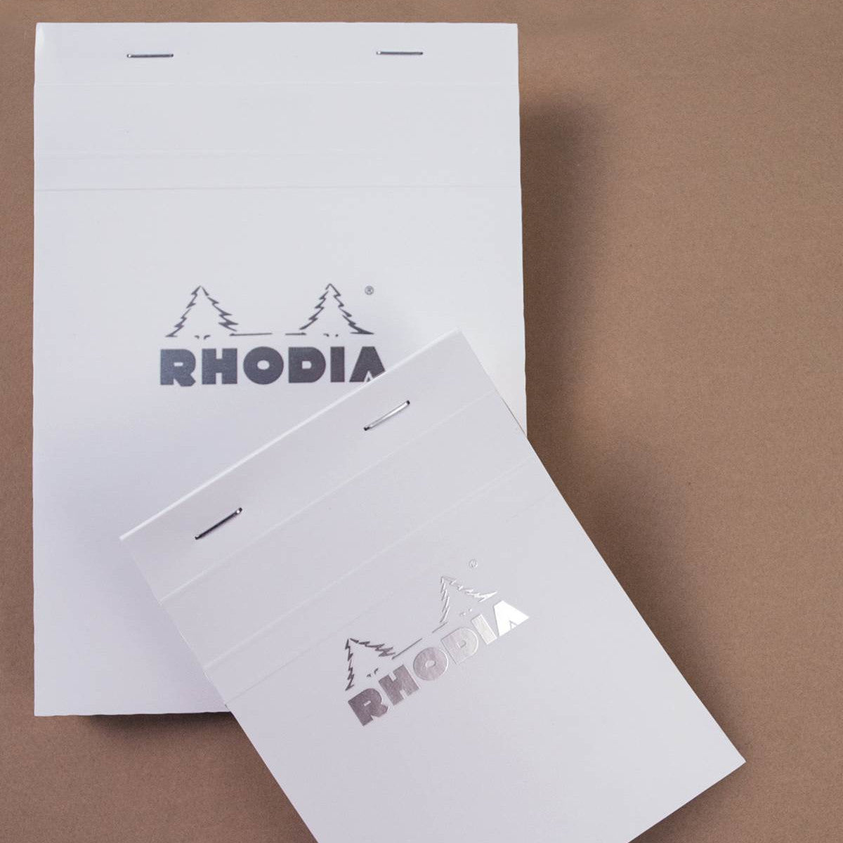 Rhodia Staplebound Notepad - Lined 80 sheets - 3 3/8 x 4 3/4 - White cover | Atlas Stationers.