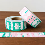 Stamp Marché Label Sticker - PopMix - Green x Pink
