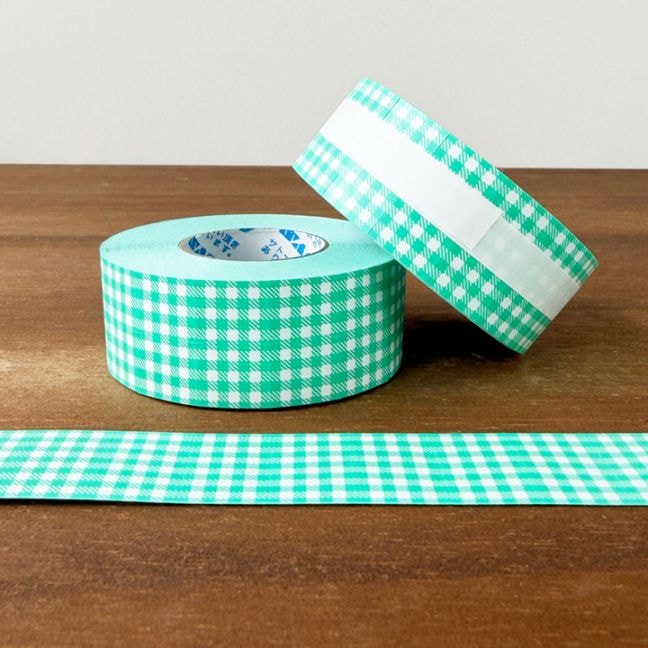 Stamp Marché Label Sticker - Gingham Check - Picnic Green