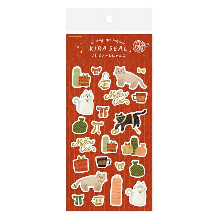 Furukawashiko Foil Sticker Sheet - Present and Cat