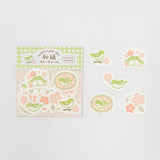 Furukawashiko Flake Stickers - Cherry Blossoms and Japanese Warbler