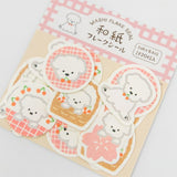 Furukawashiko Flake Stickers - Cherry Blossoms and White Dog