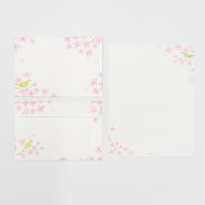 Furukawashiko Today's Letter Set - Cherry Blossom and Japanese Warblers