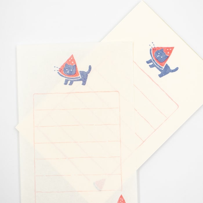 Furukawashiko Mini Letter Set - Cat and Watermelon