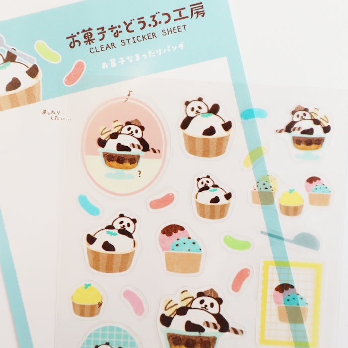 Furukawashiko Sweets Animal Workshop Sticker Sheet - Relaxing Panda