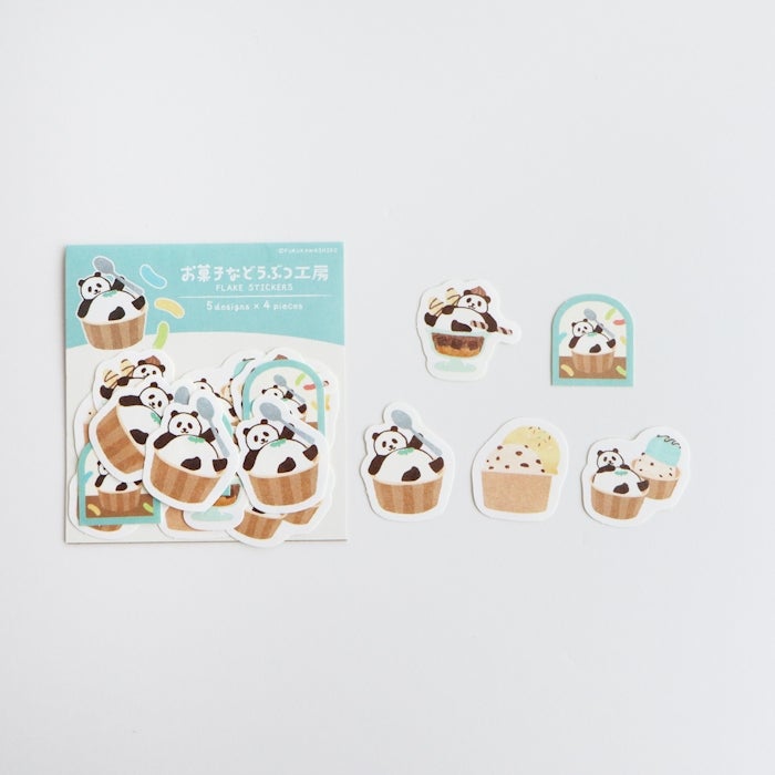 Furukawashiko Sweets Animal Workshop Washi Flake Stickers - Relaxing Panda