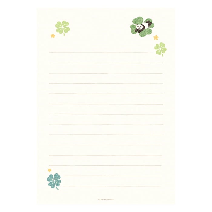 Furukawashiko Stamp Letter Set - Panda and Clover