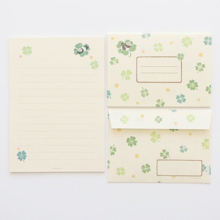Furukawashiko Stamp Letter Set - Panda and Clover